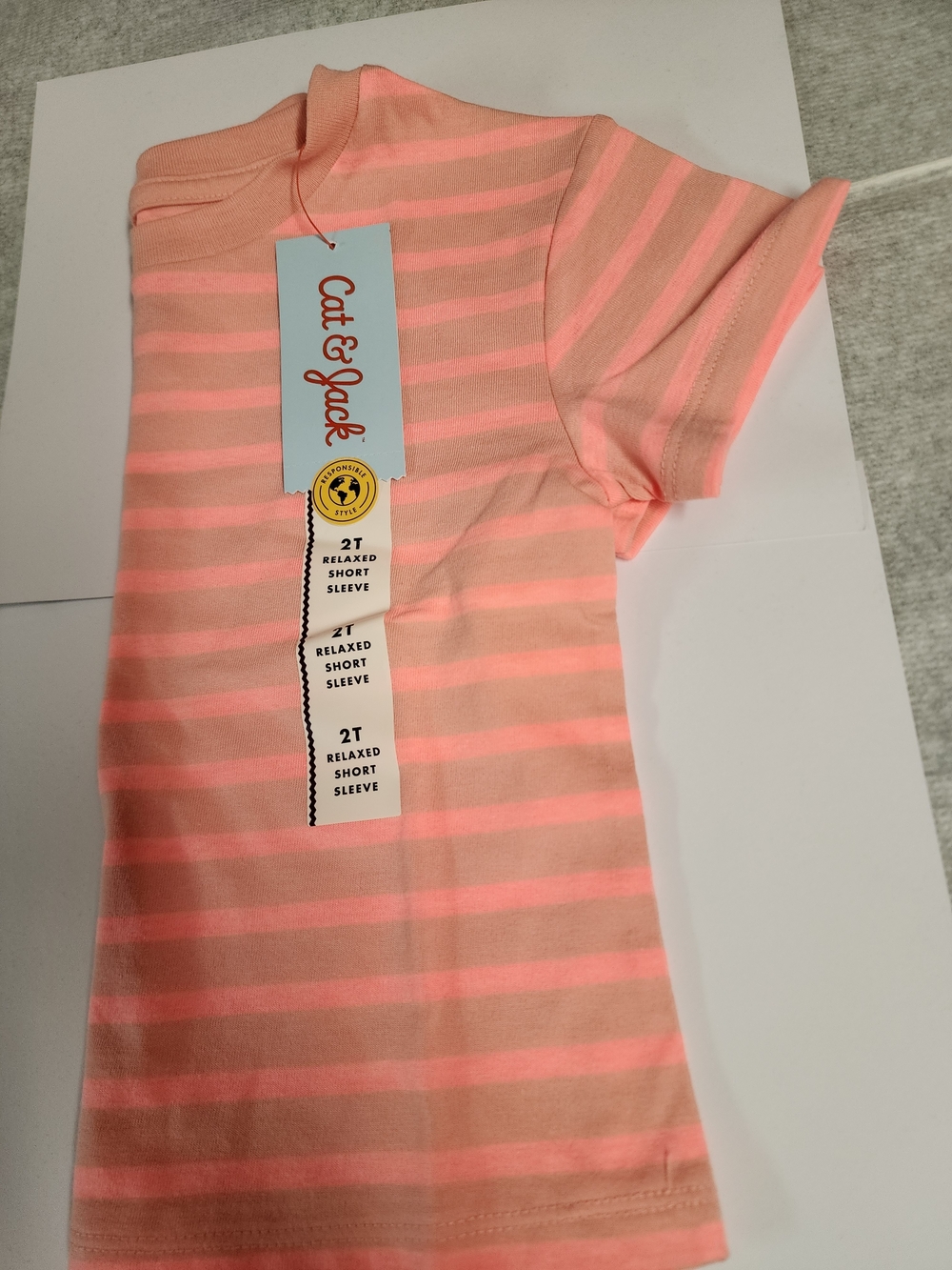 Cat & Jack Toddler Pink Stripe Short Sleeve Tee